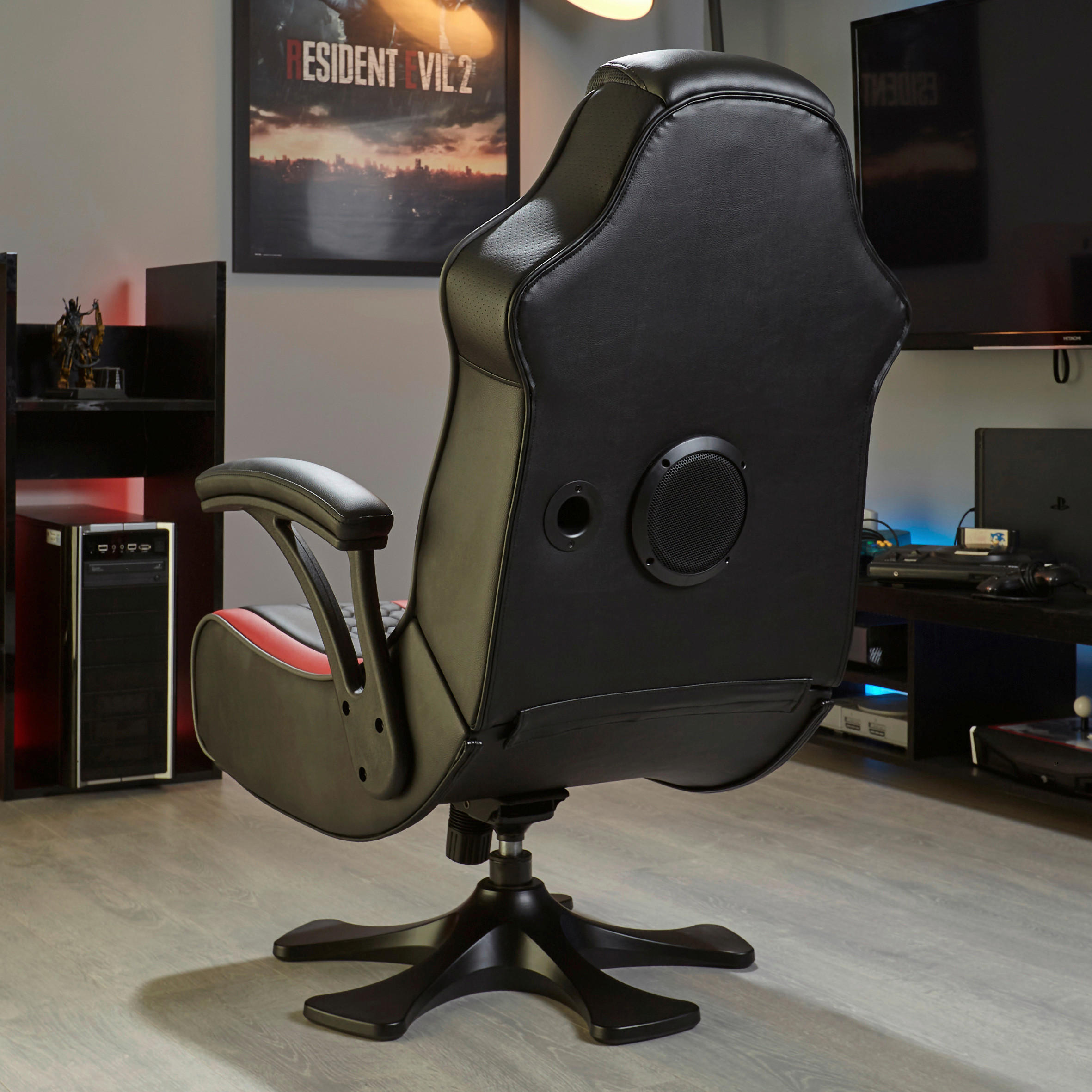Thumbnail - X Rocker Gamingsessel, Rot, Schwarz, Kunststoff, Textil, 65x102.5x78 cm, USB-Anschluss, Sitzfläche 360° drehbar, abwisch...