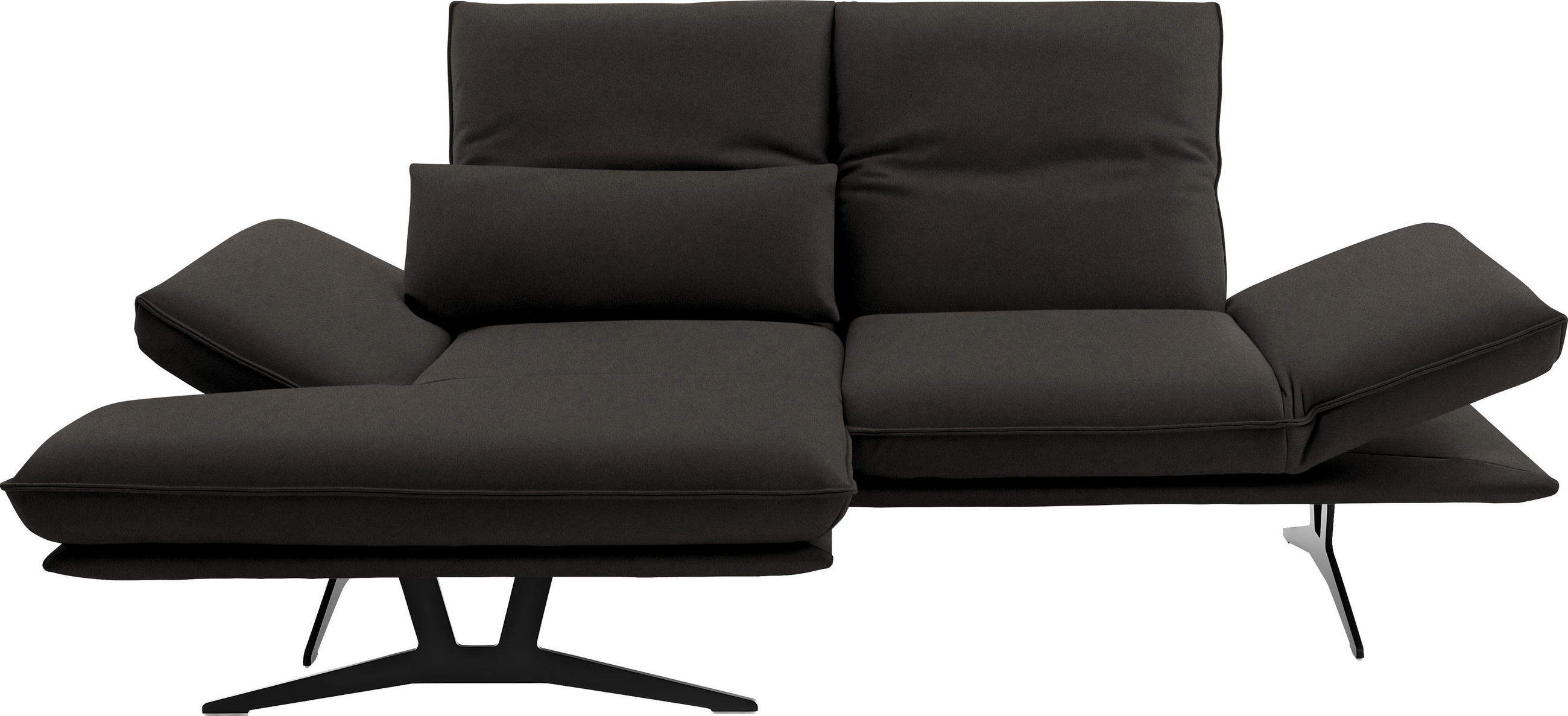 ECKSOFA in Echtleder Graubraun  130/210 cm  - Gelb/Graubraun, Design, Leder/Metall (130/210cm) - Dieter Knoll