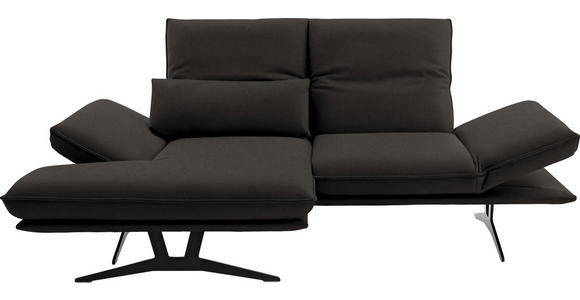 ECKSOFA in Echtleder Graubraun 130/210 cm - Gelb/Graubraun, Design, Leder/Metall (130/210cm) - Dieter Knoll