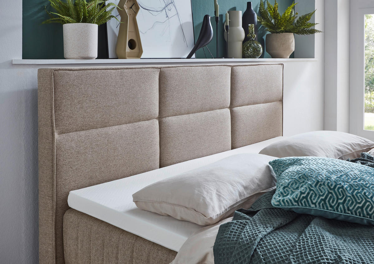 BOXSPRINGBETT 180/200 cm  in Taupe  - Taupe/Eichefarben, KONVENTIONELL, Holz/Textil (180/200cm) - Boxxx