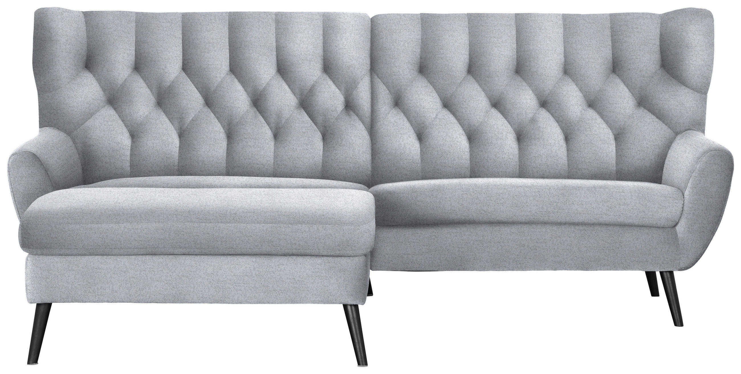 ECKSOFA Webstoff Hellgrau  - Hellgrau/Schwarz, Design, Holz/Textil (165/237cm) - Stylife