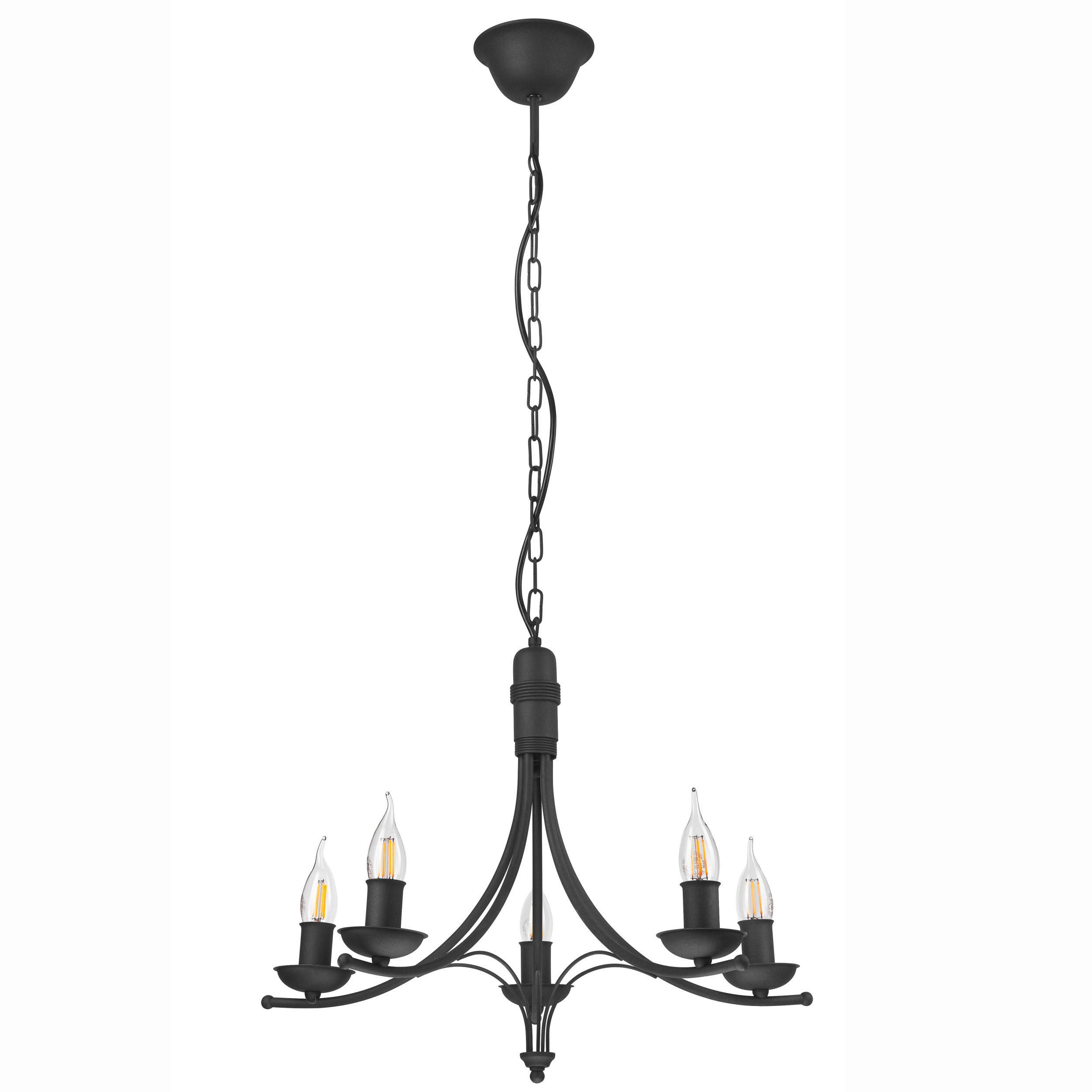 KRONLEUCHTER Lucy 58/100 cm   - Schwarz Hochglanz, KONVENTIONELL, Metall (58/100cm)