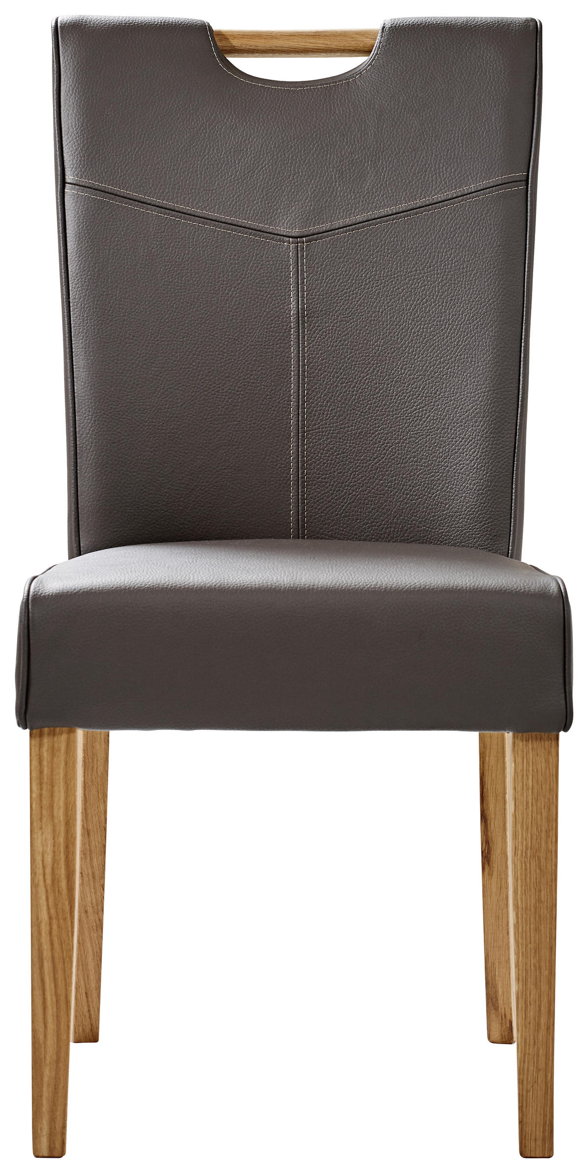 STUHL Echtleder Eichefarben, Dunkelbraun Eiche massiv  - Eichefarben/Dunkelbraun, Design, Leder/Holz (44/94/60cm) - Valdera