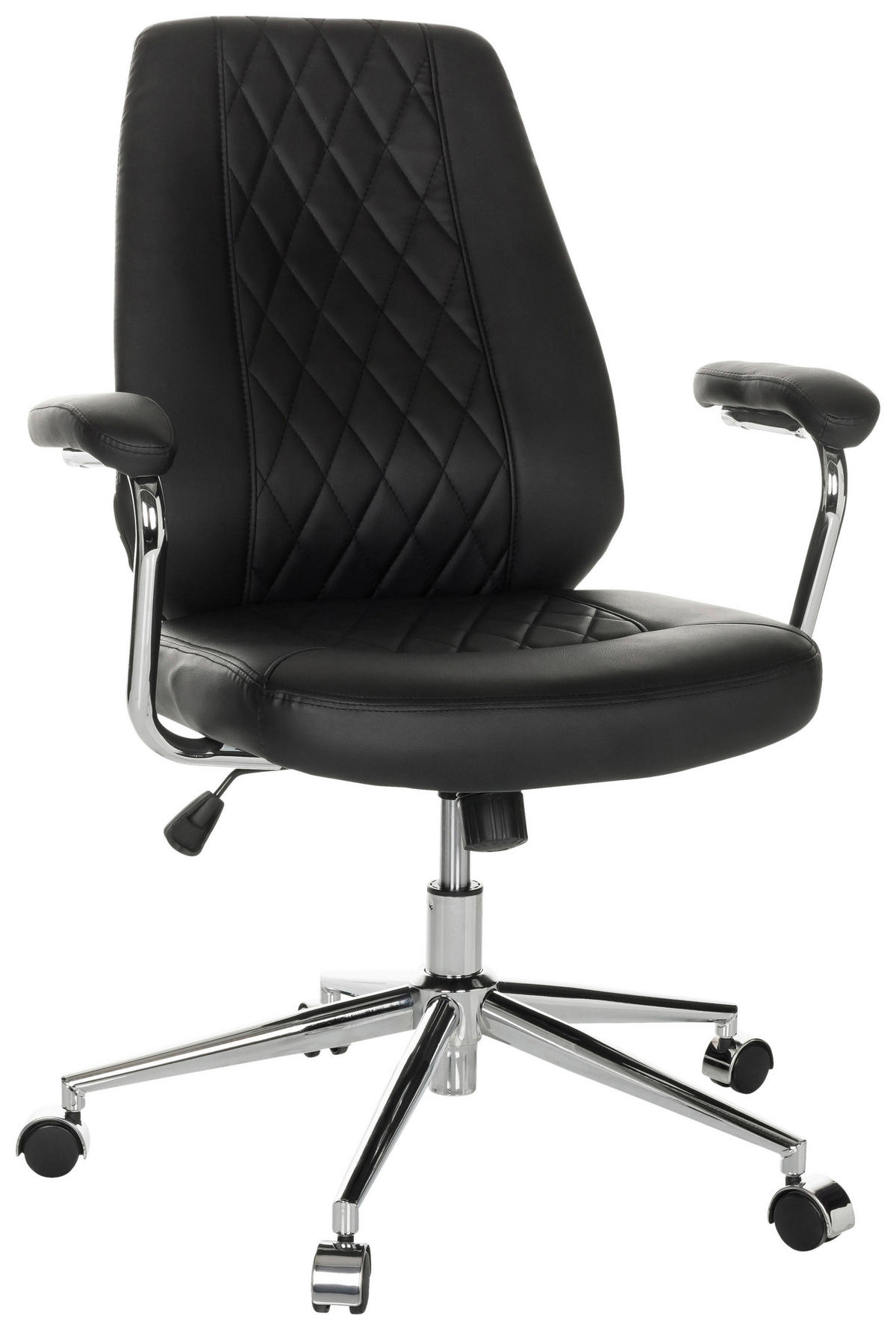 DREHSTUHL Schwarz  - Silberfarben/Schwarz, Basics, Leder/Kunststoff (68/96-103/68cm) - MID.YOU