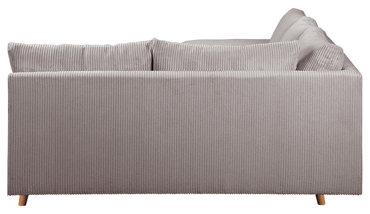 ECKSOFA Ariella Grau Cord  - Naturfarben/Grau, Design, Holz/Textil (231/161cm) - Livetastic