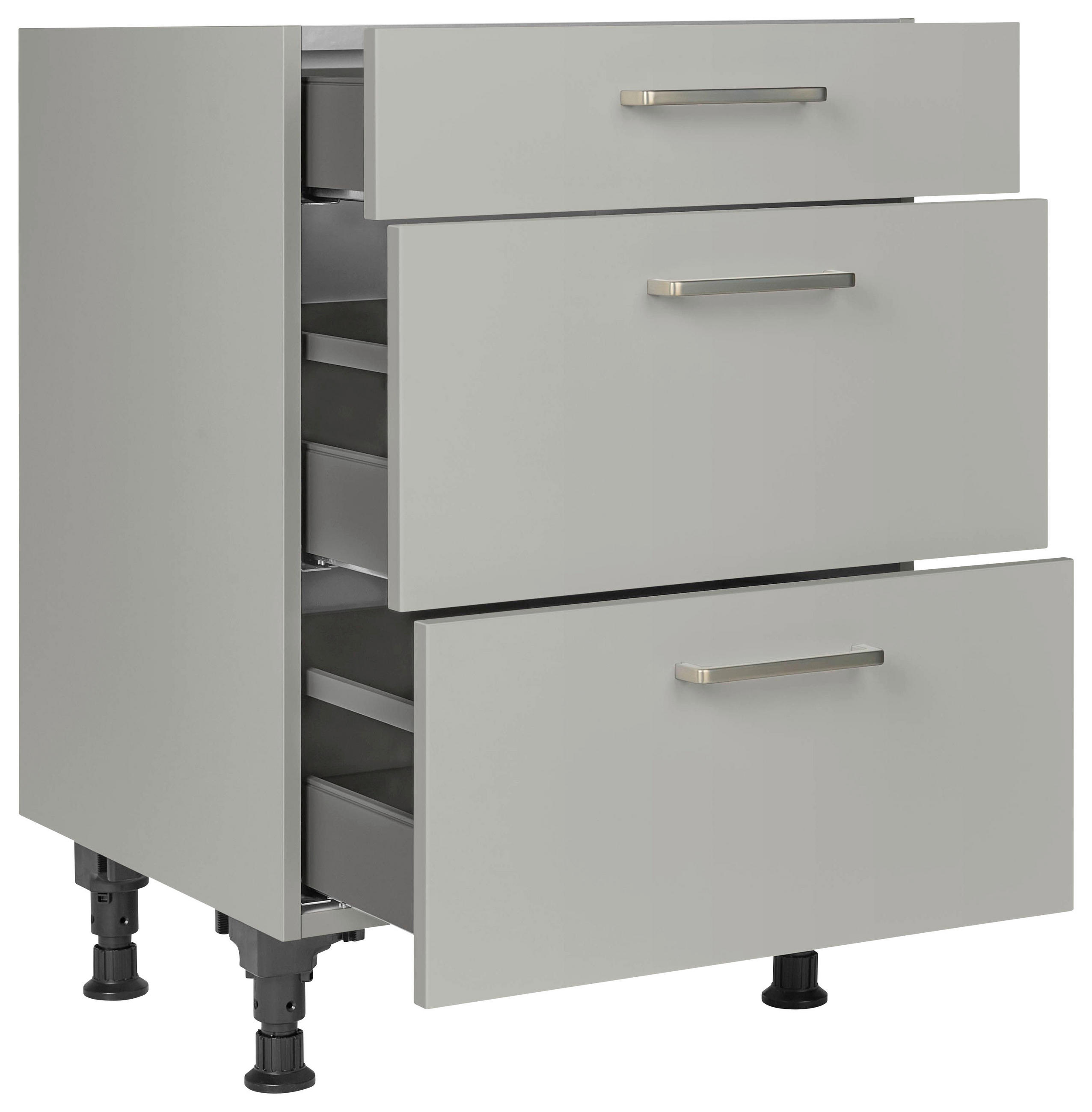 SCHUBKASTENUNTERSCHRANK 60/87/56 cm  in Grau  - Edelstahlfarben/Grau, MODERN, Holzwerkstoff/Metall (60/87/56cm) - Nobilia