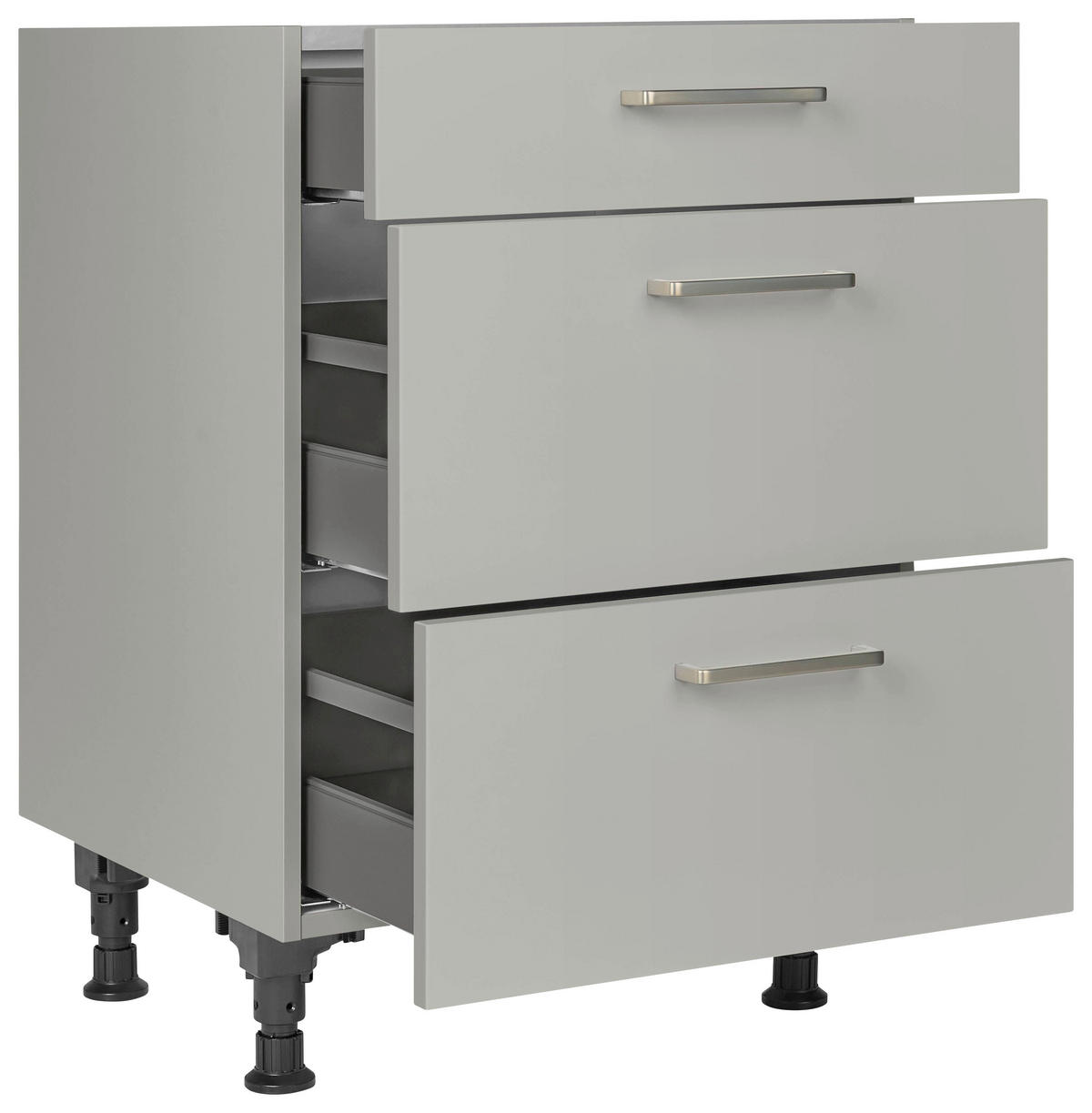 SCHUBKASTENUNTERSCHRANK 60/87/56 cm  in Grau  - Edelstahlfarben/Grau, MODERN, Holzwerkstoff/Metall (60/87/56cm) - Nobilia