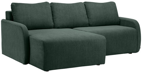 ECKSOFA  in Cord Dunkelgrün  - Dunkelgrün/Schwarz, KONVENTIONELL, Kunststoff/Textil (217/146cm) - Carryhome