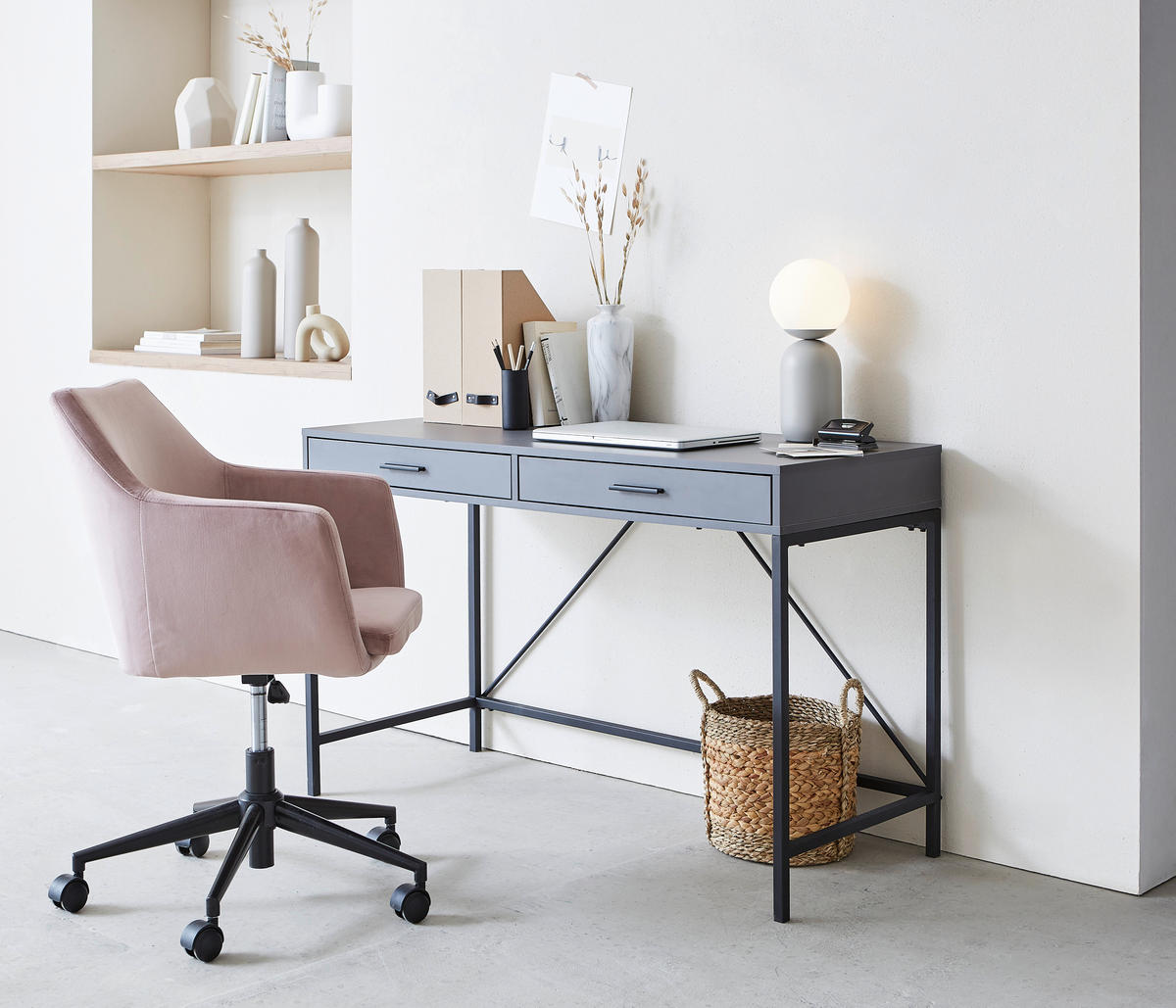 SCHREIBTISCH 120/50/76 cm  in Dunkelgrau  - Dunkelgrau, Design, Holz/Metall (120/50/76cm) - Hom`in