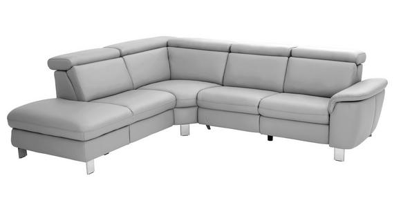 ECKSOFA in Echtleder Grau  - Alufarben/Grau, Design, Leder/Metall (242/271cm) - Cantus