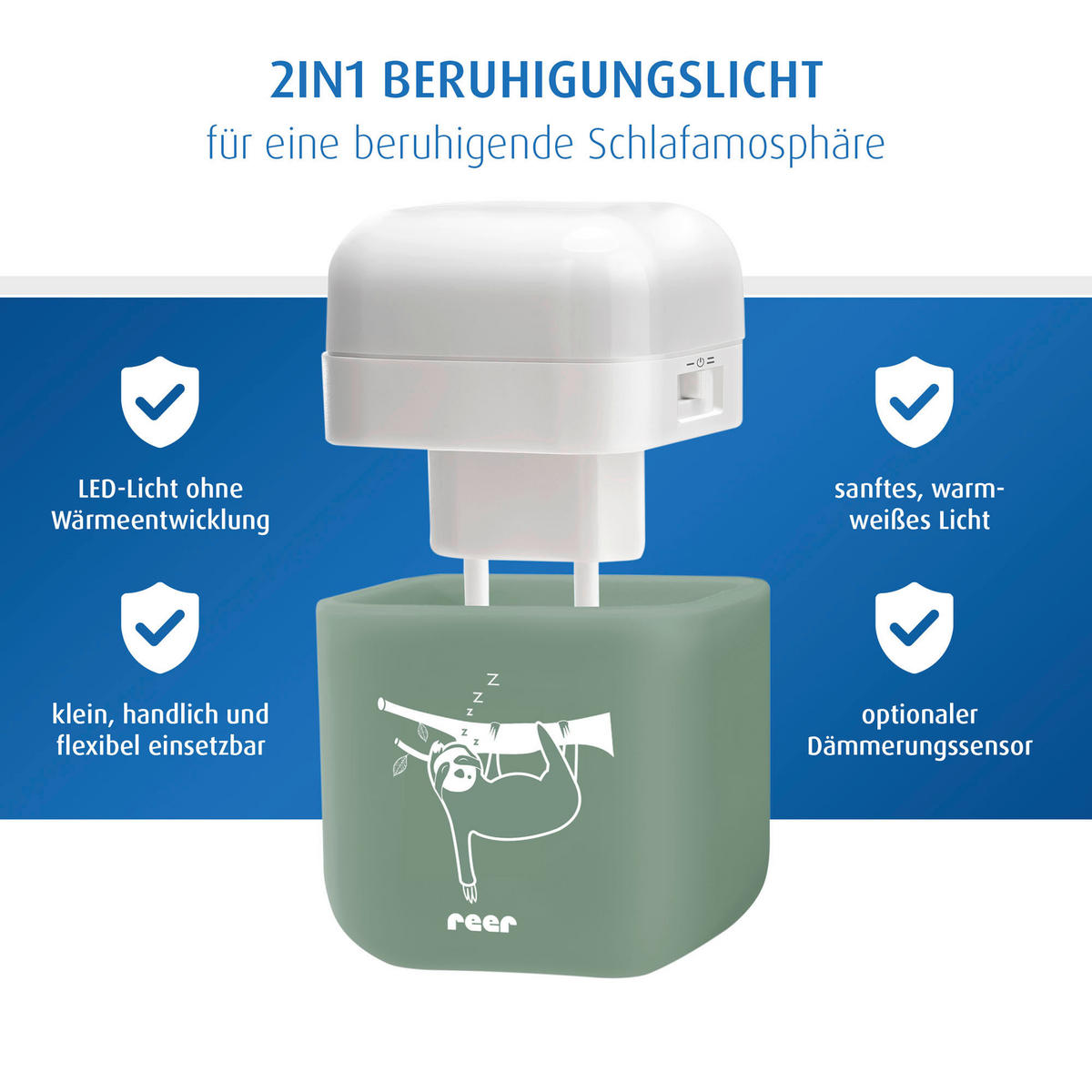 KINDER-NACHTLICHT 6/7,5/6 cm   - Hellgrün, Basics, Kunststoff (6/7,5/6cm) - Reer