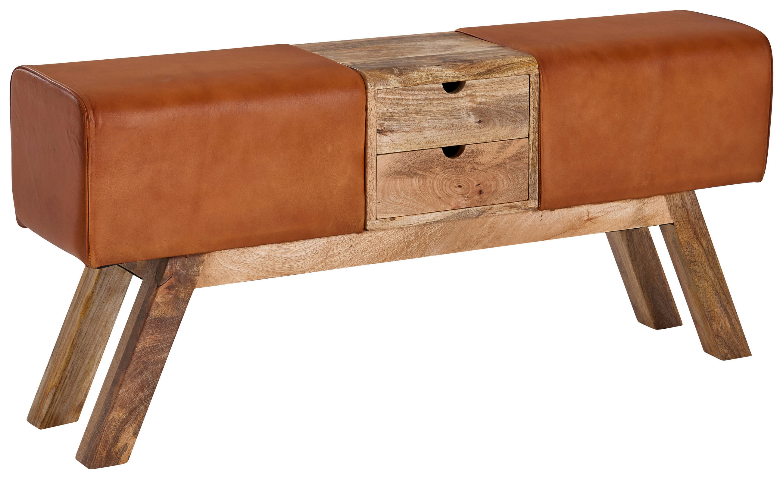 HALLBÄNK 120/56/30 cm  - brun, Modern, läder/trä (120/56/30cm) - MID.YOU