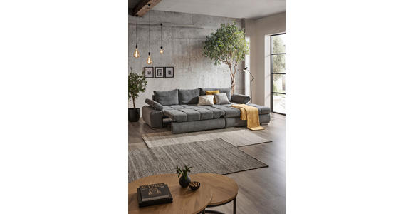ECKSOFA in Flachgewebe Grau  294/173 cm  - Chromfarben/Weiß, Design, Kunststoff/Textil (294/173cm) - Carryhome