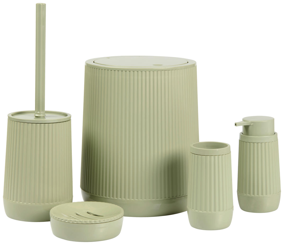 BAD-ACCESSOIRE-SET Kunststoff  - Salbeigrün, Design, Kunststoff - Novel