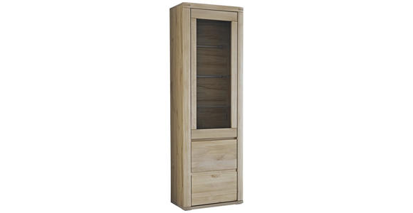 VITRINE Alteiche 66,4/203,6/37,7 cm - Alteiche/Grau, KONVENTIONELL, Glas/Holz (66,4/203,6/37,7cm) - Voleo