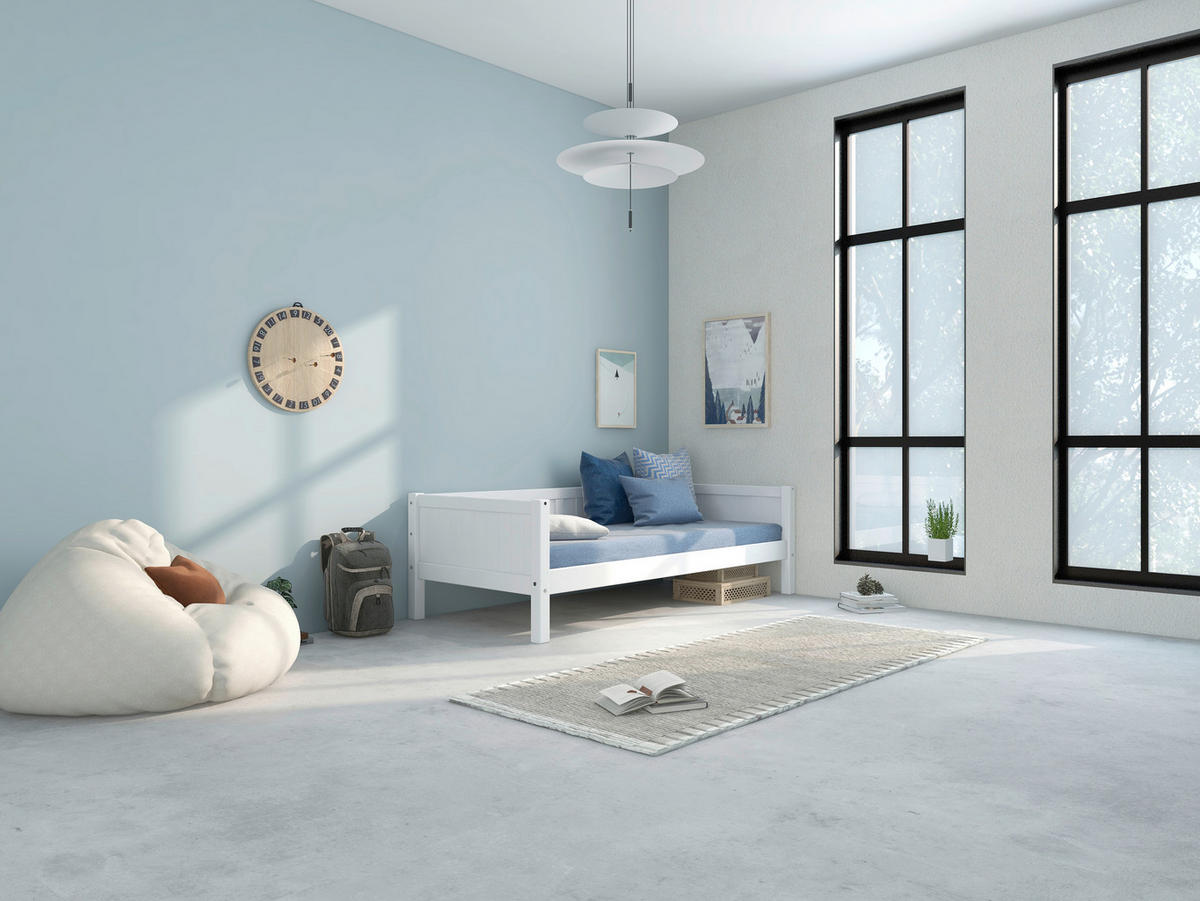 BETT 90/200 cm,  in Weiß, Rollrost  - Weiß, MODERN, Holz (90/200cm) - Chameo