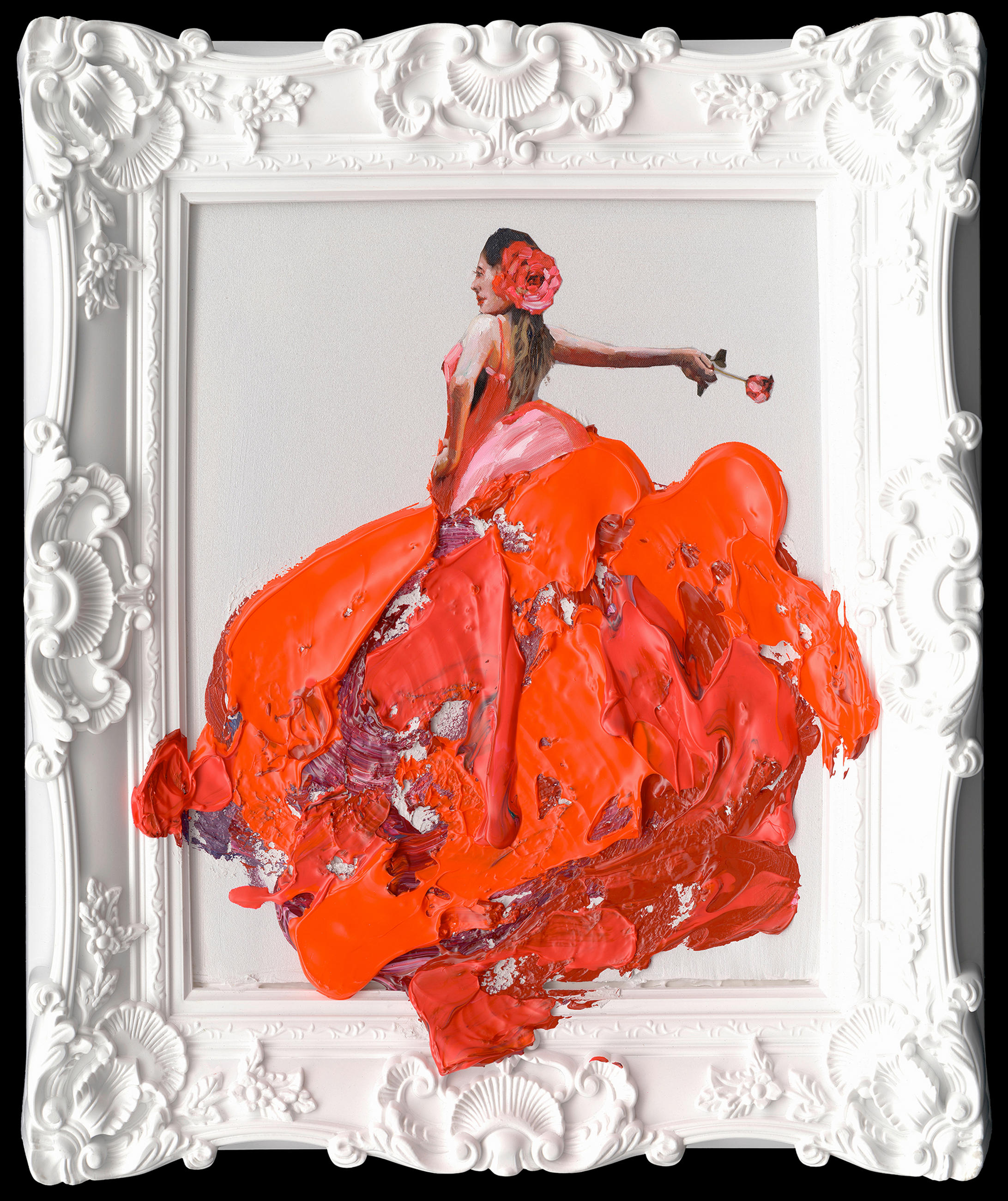 ÖLGEMÄLDE Menschen 60/70 cm  - Rot/Weiß, Trend, Papier/Kunststoff (60/70cm) - Monee