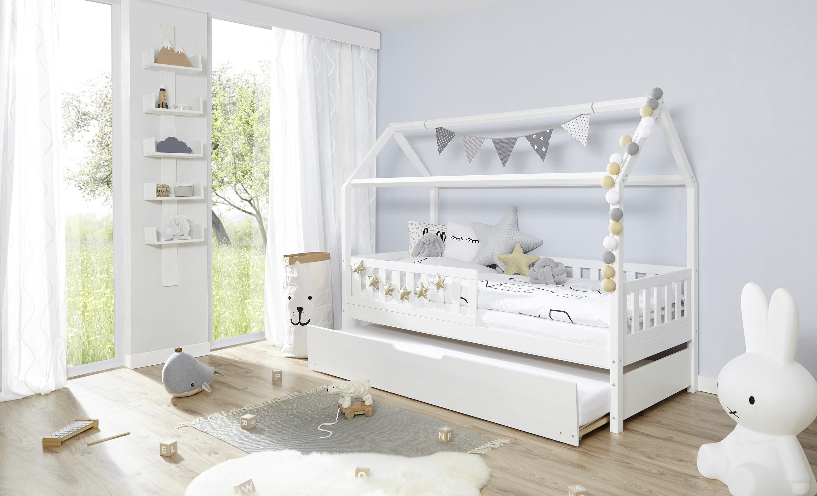 HAUSBETT Weiss  - Weiss, Modern, Holz (90/200cm) - MID.YOU