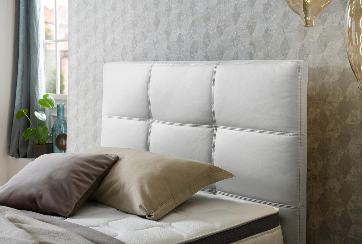BOXSPRINGBETT 120/200 cm  in Weiss  - Chromfarben/Weiss, Konventionell, Leder/Textil (120/200cm) - Novel