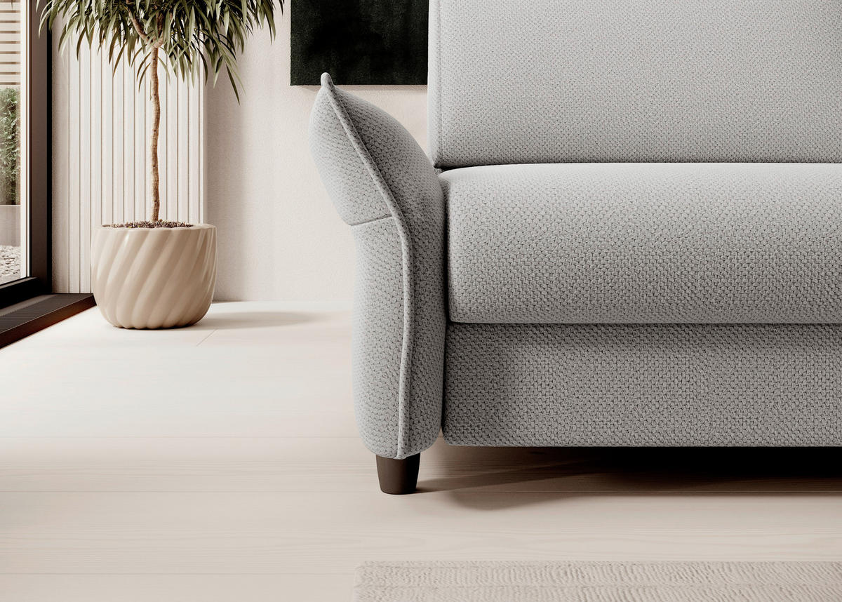 BÄDDSOFFA i vävt tyg ljusgrå  - ljusgrå/svart, Klassisk, textil/plast (198/82/106cm) - MID.YOU