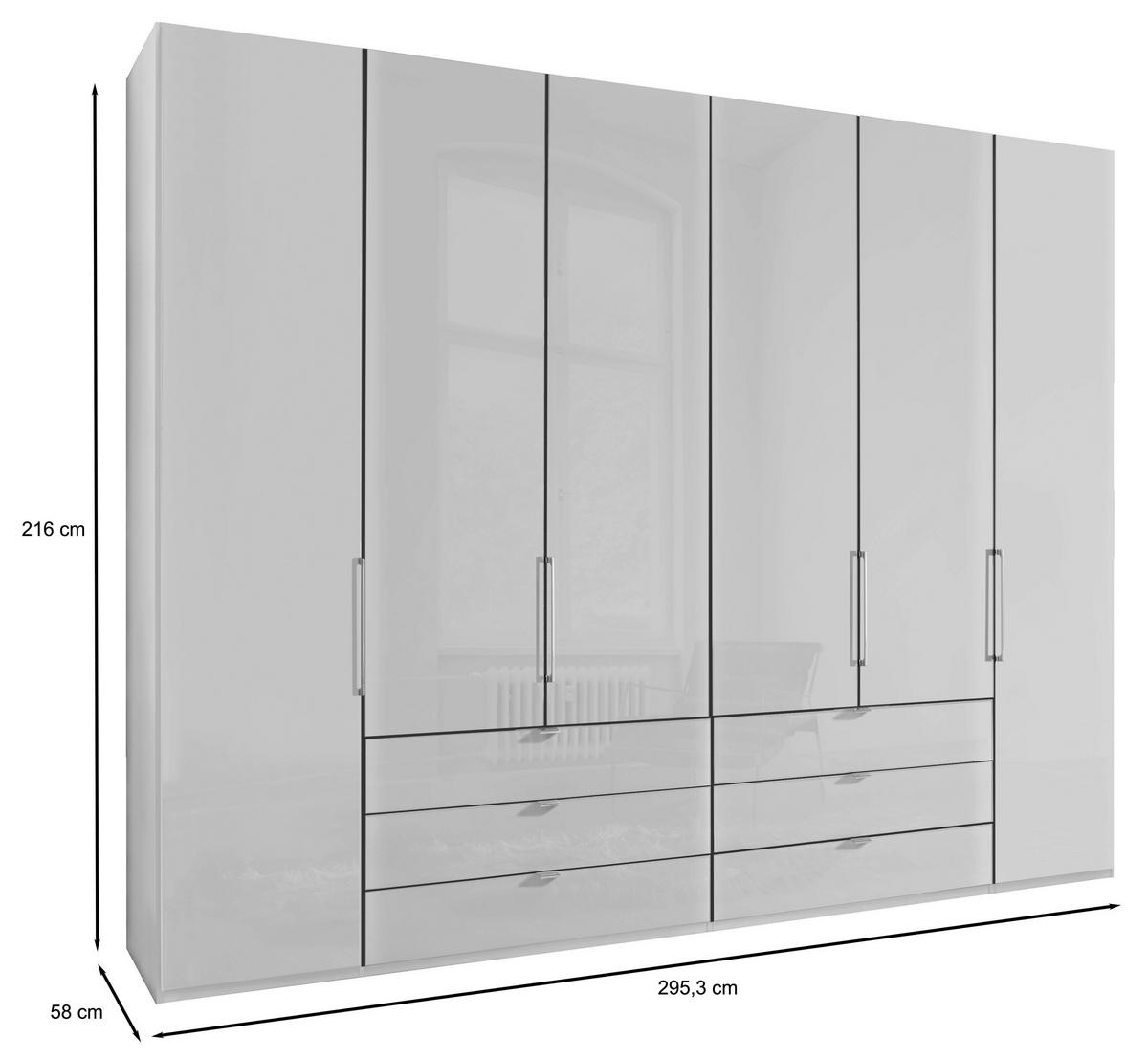 FALTTÜRENSCHRANK in Weiss  - Chromfarben/Weiss, Konventionell, Glas/Holzwerkstoff (300/216/58cm) - Dieter Knoll