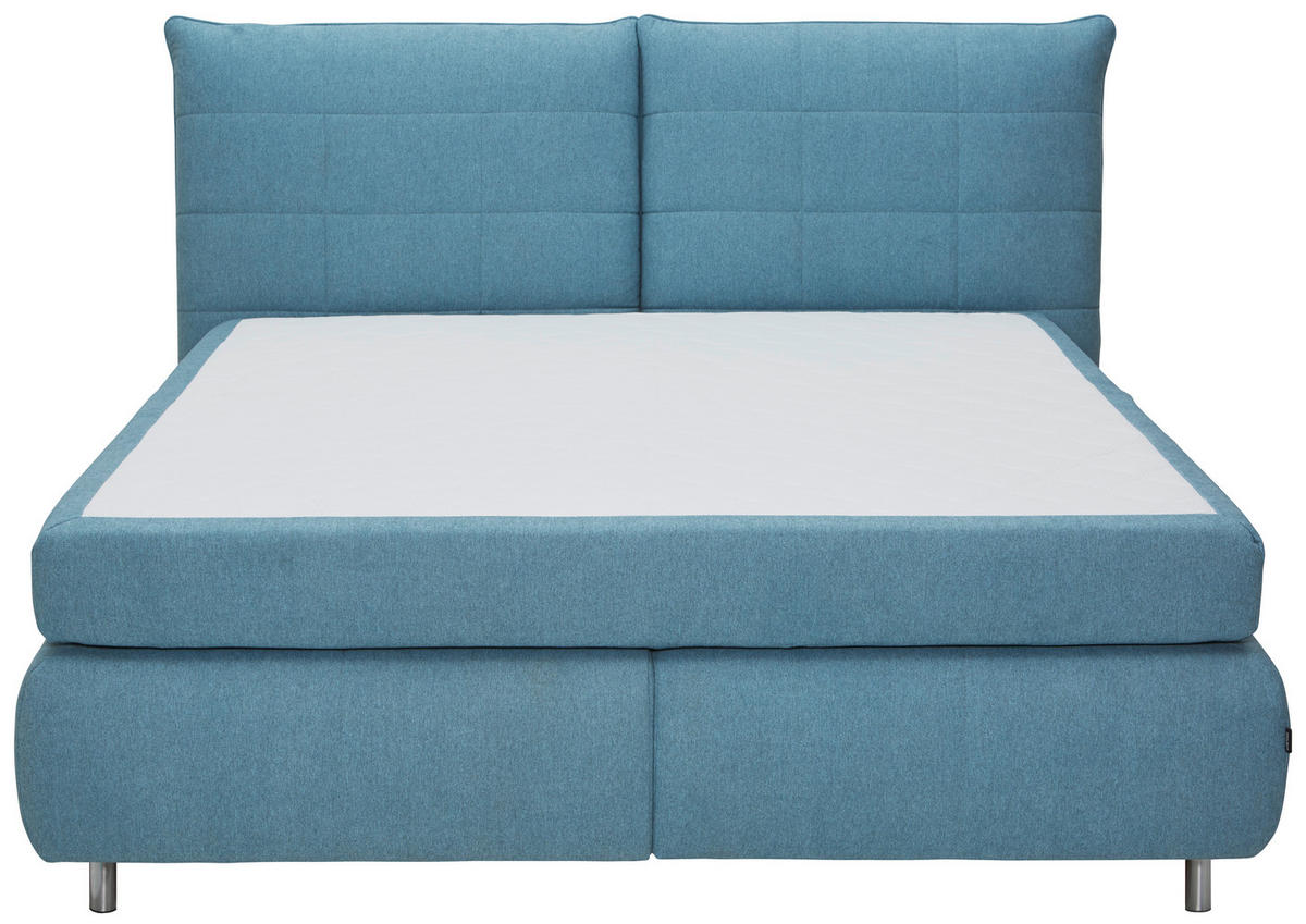 BOXSPRINGBETT 160/200 cm  in Blau  - Blau/Edelstahlfarben, Konventionell, Textil (160/200cm) - Dieter Knoll