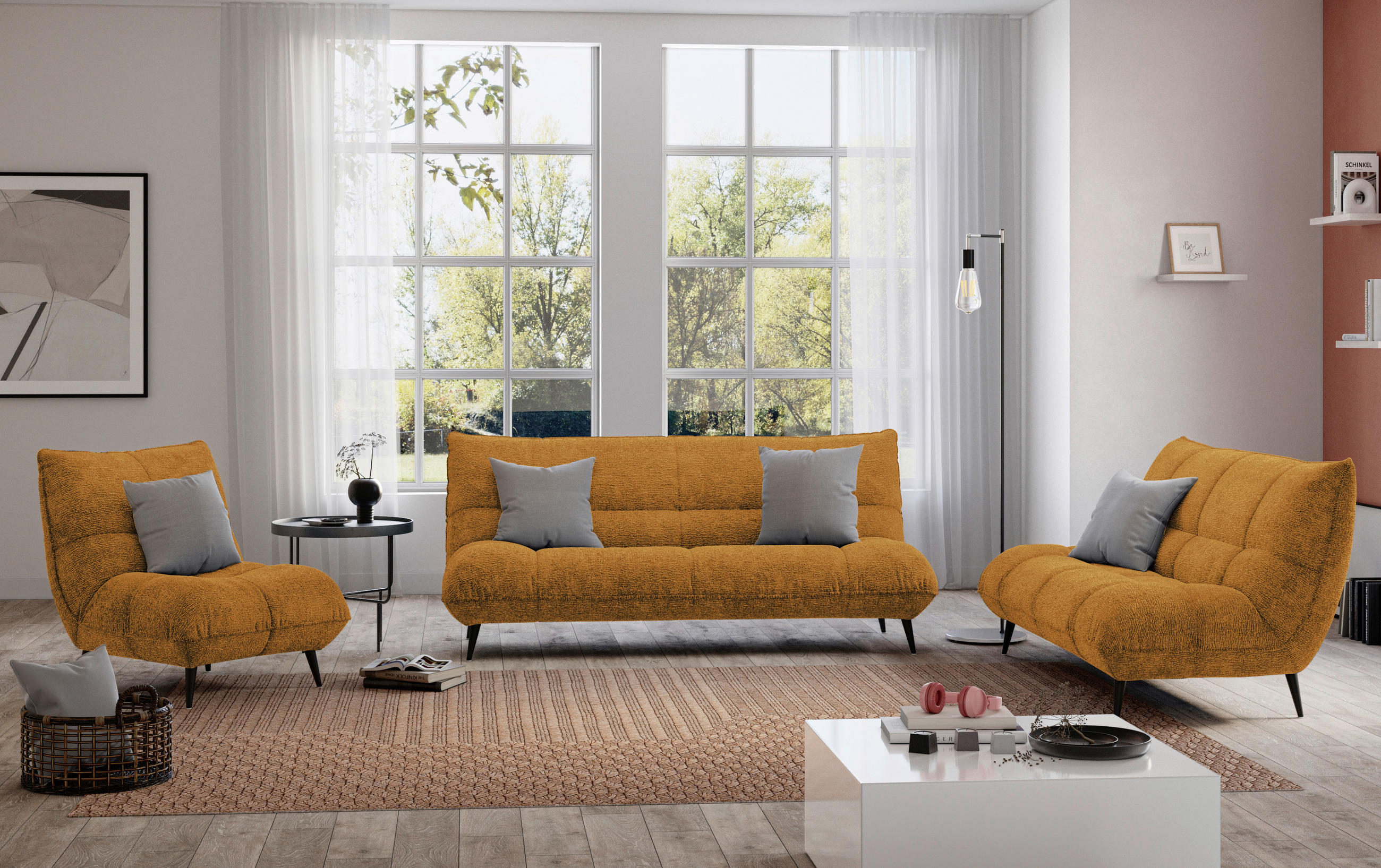 SESSEL in Mikrofaser Goldfarben  - Goldfarben/Schwarz, Konventionell, Textil/Metall (89/100/101cm) - MID.YOU