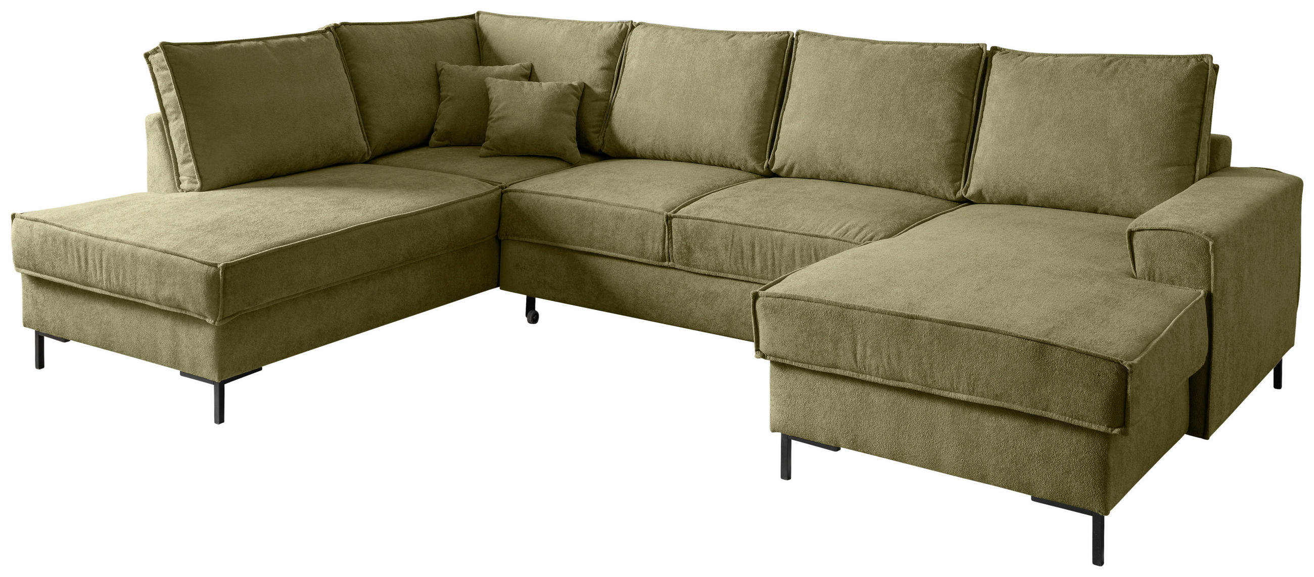 WOHNLANDSCHAFT Grün Mikrofaser  - Schwarz/Grün, MODERN, Textil/Metall (198/309/150cm) - MID.YOU