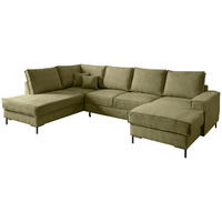 SJEDEĆA GARNITURA tekstil  zelena   - zelena/crna, Moderno, tekstil/metal (198/309/150cm) - MID.YOU