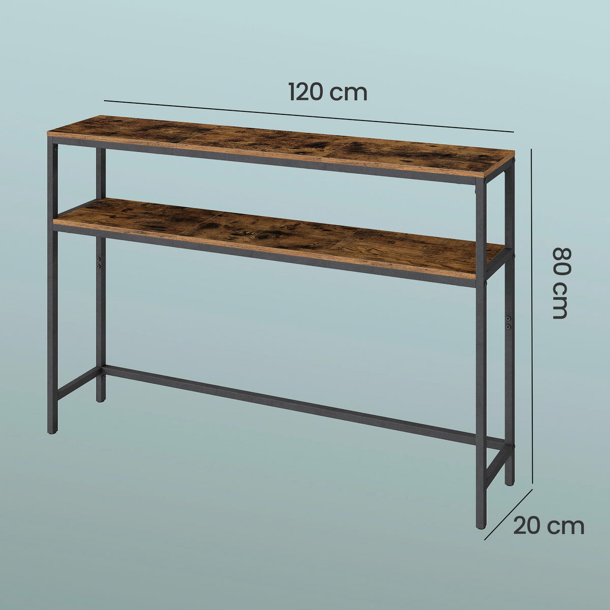 KONSOLENTISCH Schwarz, Dunkelbraun  - Dunkelbraun/Schwarz, Trend, Holzwerkstoff/Metall (120/20/80cm) - Boxxx