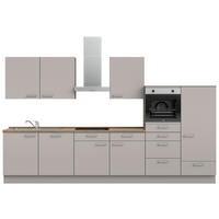 KÜCHENBLOCK 360 cm   in Grau, Eiche dunkel  - Eiche dunkel/Edelstahlfarben, MODERN, Holzwerkstoff/Metall (360cm) - Nobilia