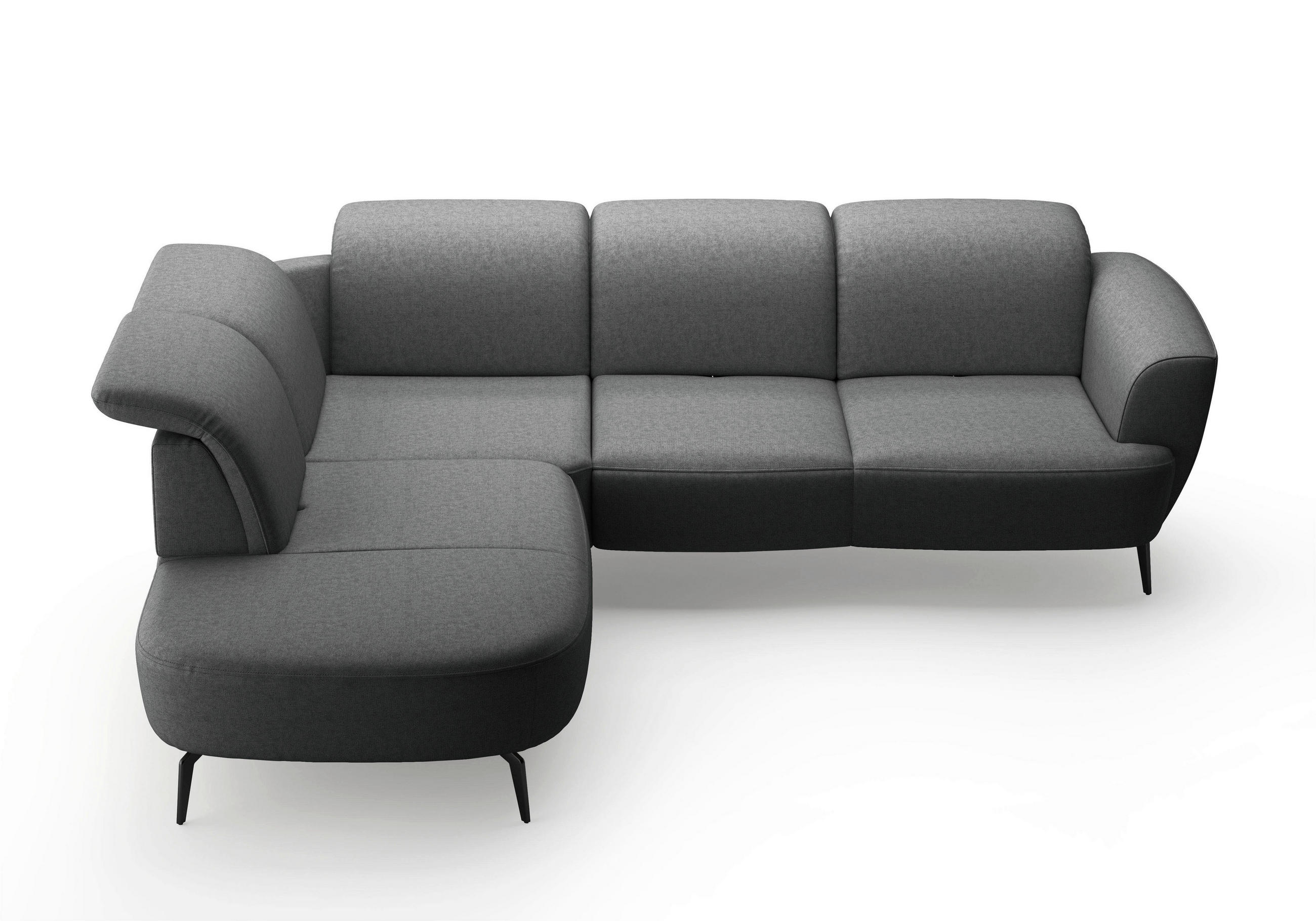 ECKSOFA in Flachgewebe Dunkelgrau  - Dunkelgrau/Schwarz, Konventionell, Textil/Metall (267/300cm) - Sit & More