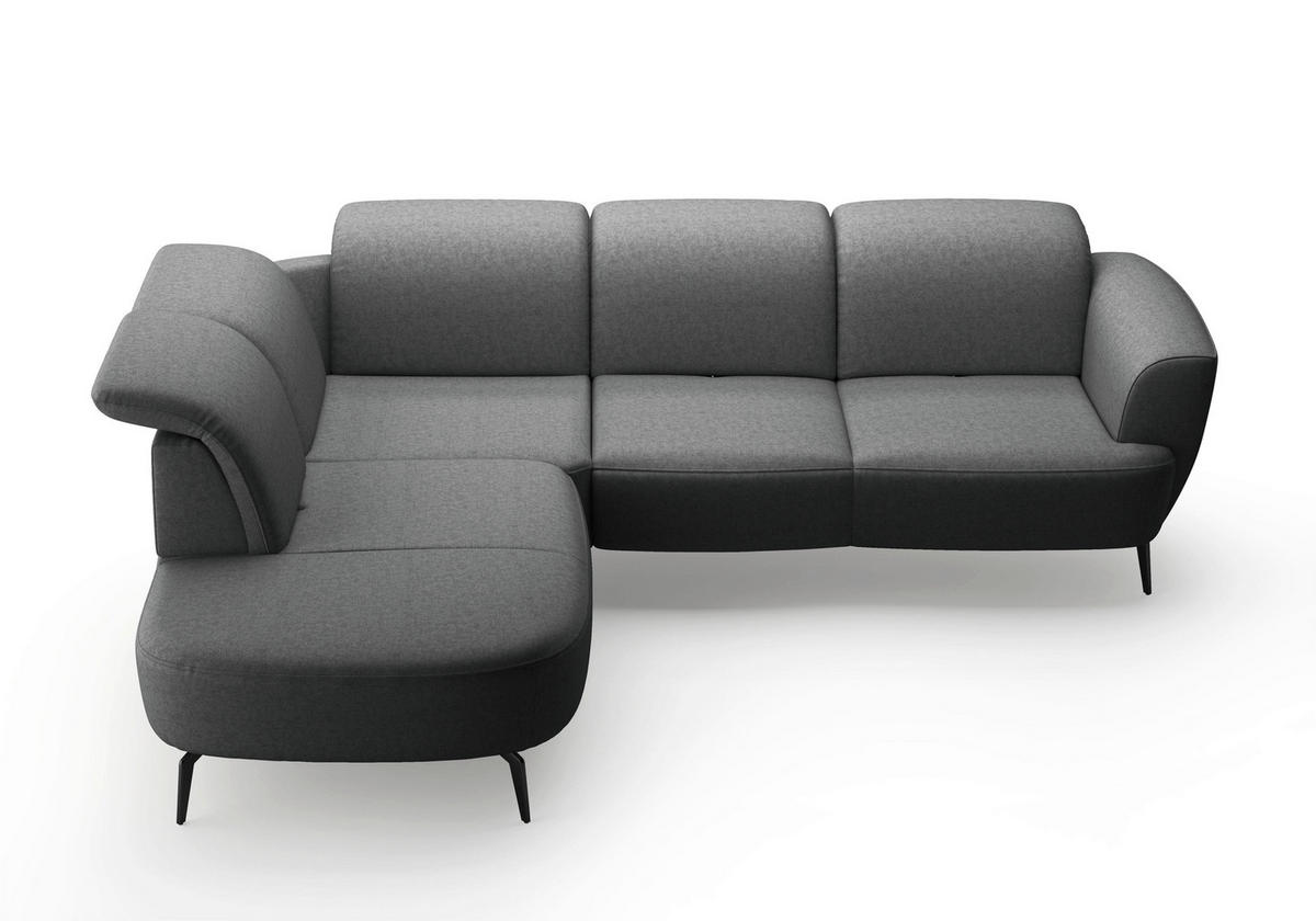 ECKSOFA in Flachgewebe Dunkelgrau  - Dunkelgrau/Schwarz, Konventionell, Textil/Metall (267/300cm) - Sit & More