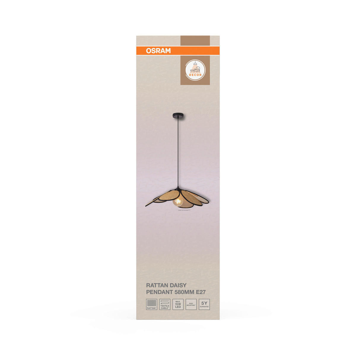 HÄNGELEUCHTE 58/123 cm  - Beige, Basics, Holz/Metall (58/123cm) - Osram