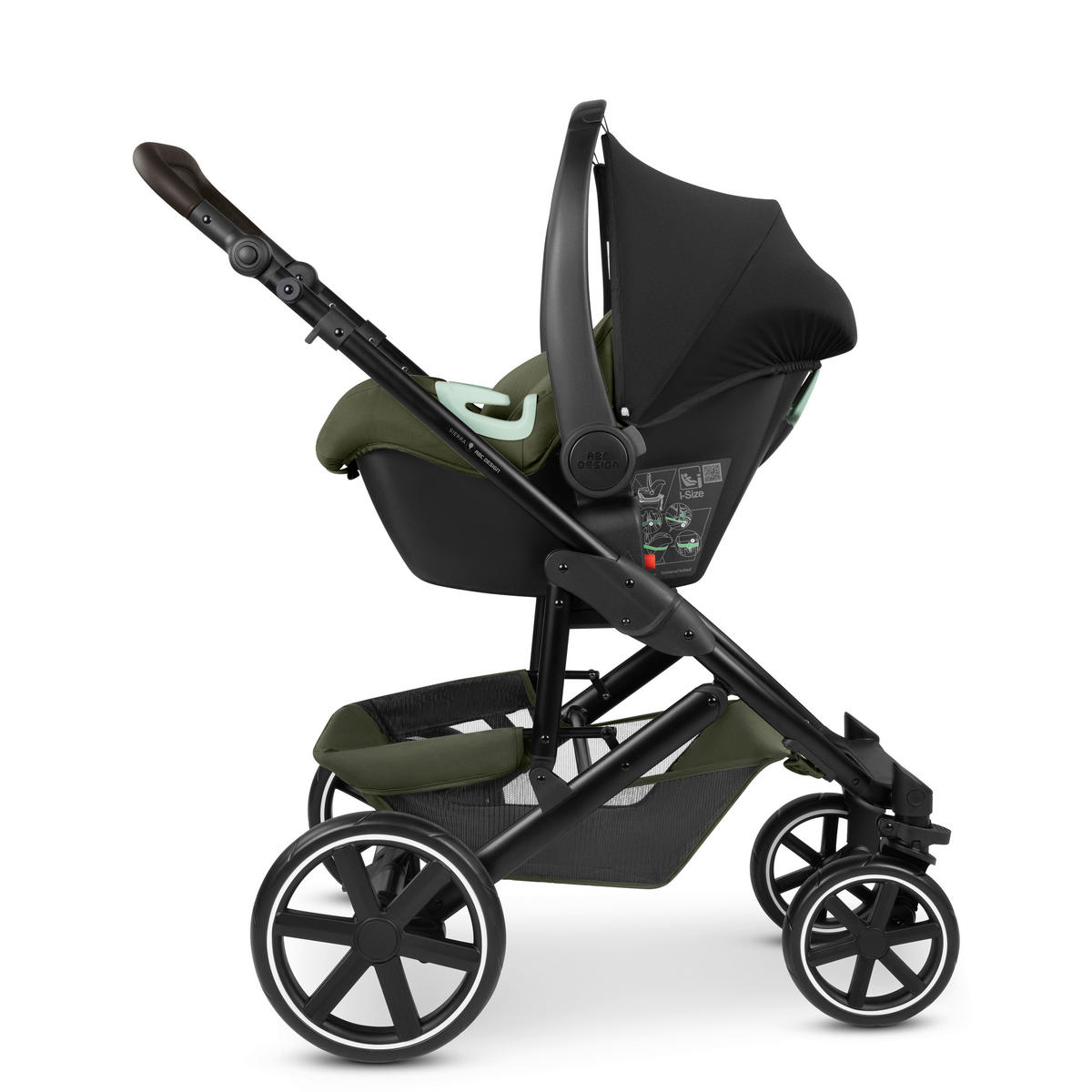 KINDERWAGENSET  Sierra All in One  Pea  - Smaragdgrün/Anthrazit, Basics, Textil/Metall (58,5/111/100cm) - ABC Design