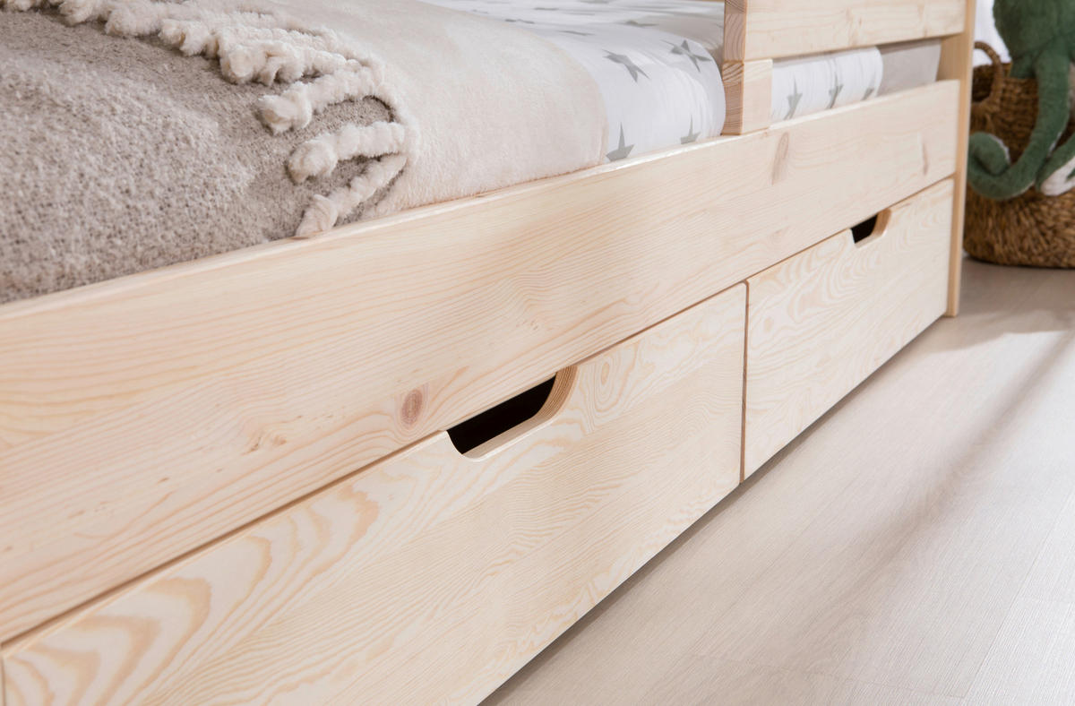 STAURAUMBETT 90/200 cm  in Naturfarben   - Naturfarben, Modern, Holz (90/200cm) - MID.YOU