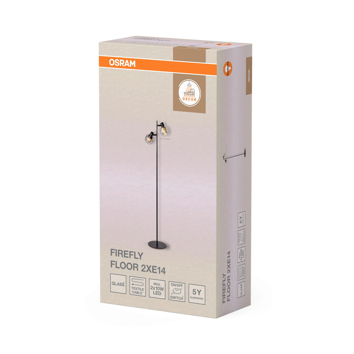 STEHLEUCHTE 24/140 cm    - Schwarz, Basics, Glas/Metall (24/140cm) - Osram