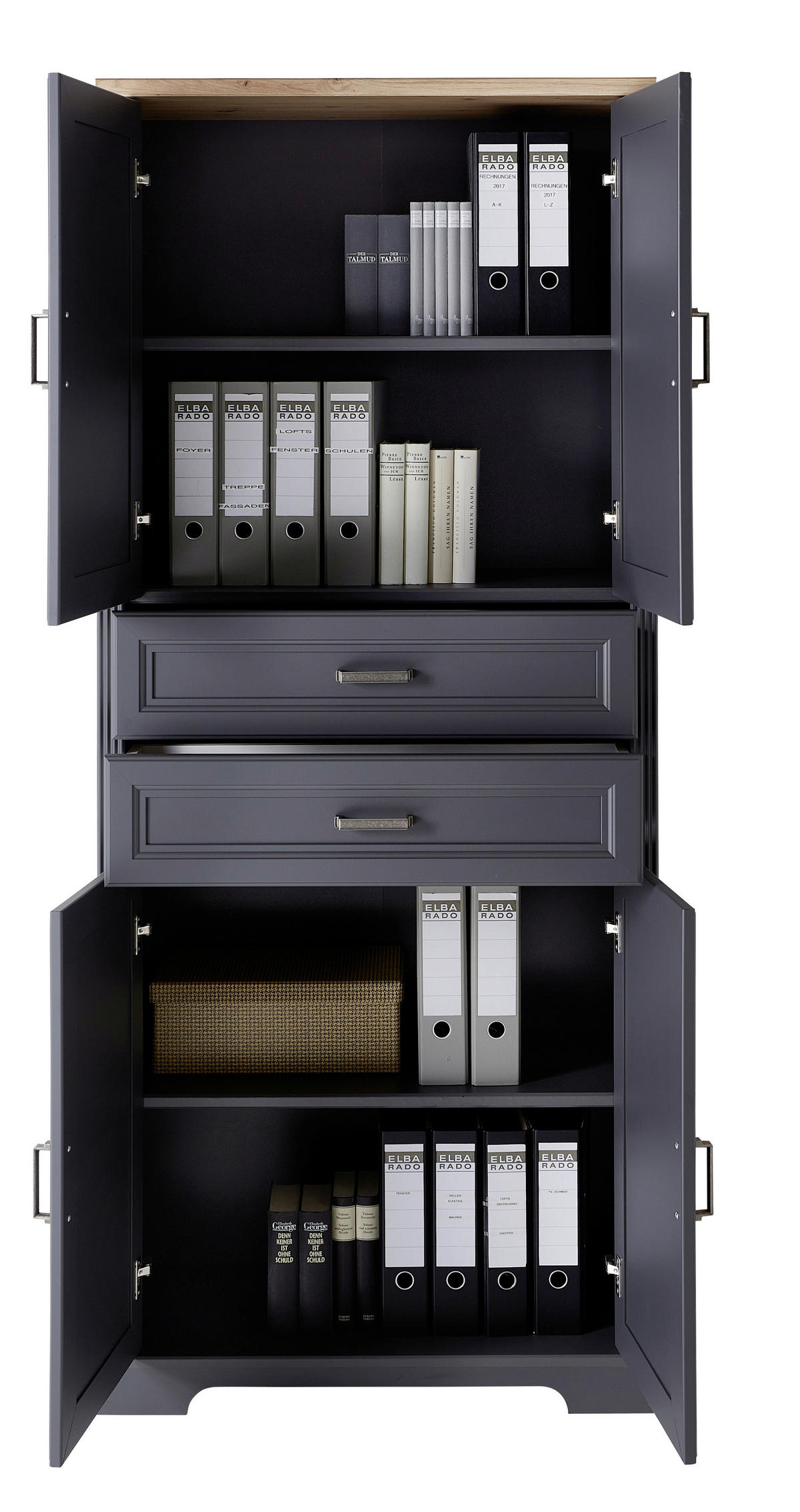 Dulap Pentru Acte  86/204/38 cm  - grafit/stejar Artisan, Romantik / Landhaus, material pe bază de lemn (86/204/38cm) - Landscape