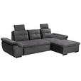 ECKSOFA  in Mikrovelours Grau  - Schwarz/Grau, KONVENTIONELL, Kunststoff/Textil (275/170cm) - Carryhome