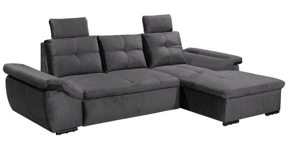 ECKSOFA  in Mikrovelours Grau  - Schwarz/Grau, KONVENTIONELL, Kunststoff/Textil (275/170cm) - Carryhome