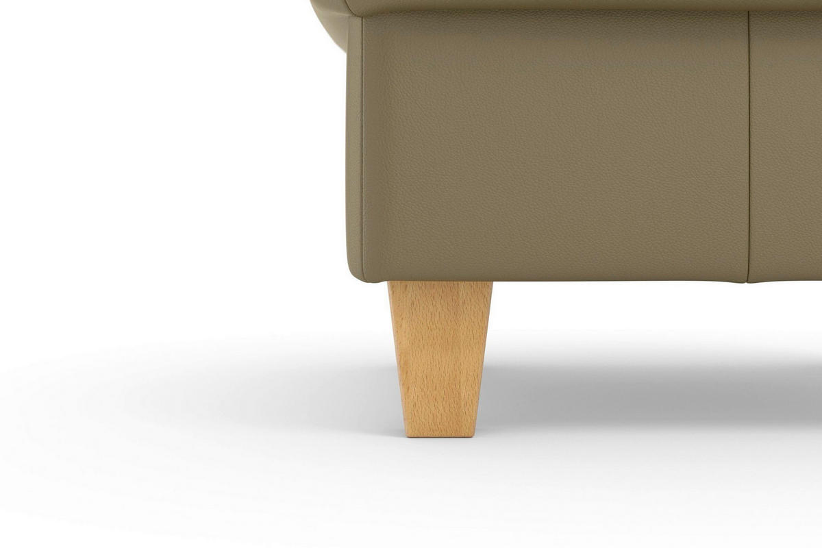 TABURETKA, koža, 58/48/58 cm - olivovozelená/farba duba, Basics, koža/drevo (58/48/58cm) - Sit & More