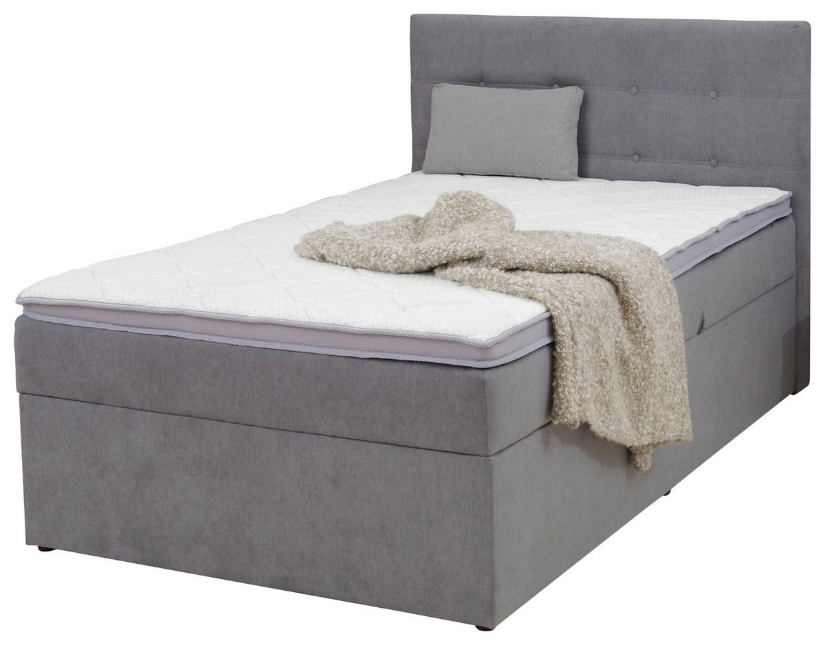 BOXBETT 120/200 cm  in Hellgrau  - Hellgrau/Schwarz, KONVENTIONELL, Kunststoff/Textil (120/200cm) - Carryhome