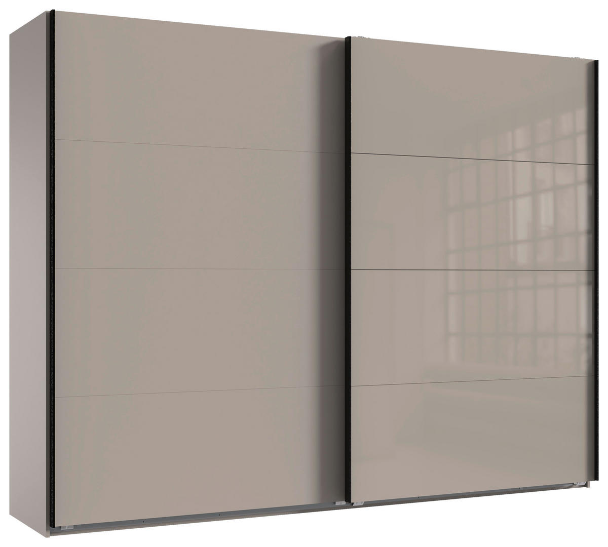 SCHWEBETÜRENSCHRANK in Graphitfarben, Sahara  - Schwarz/Graphitfarben, Design, Glas/Holzwerkstoff (270/208/65cm) - Carryhome