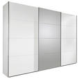 SCHWEBETÜRENSCHRANK  in Weiß  - Alufarben/Weiß, Design, Glas/Holzwerkstoff (270/210/65cm) - Carryhome
