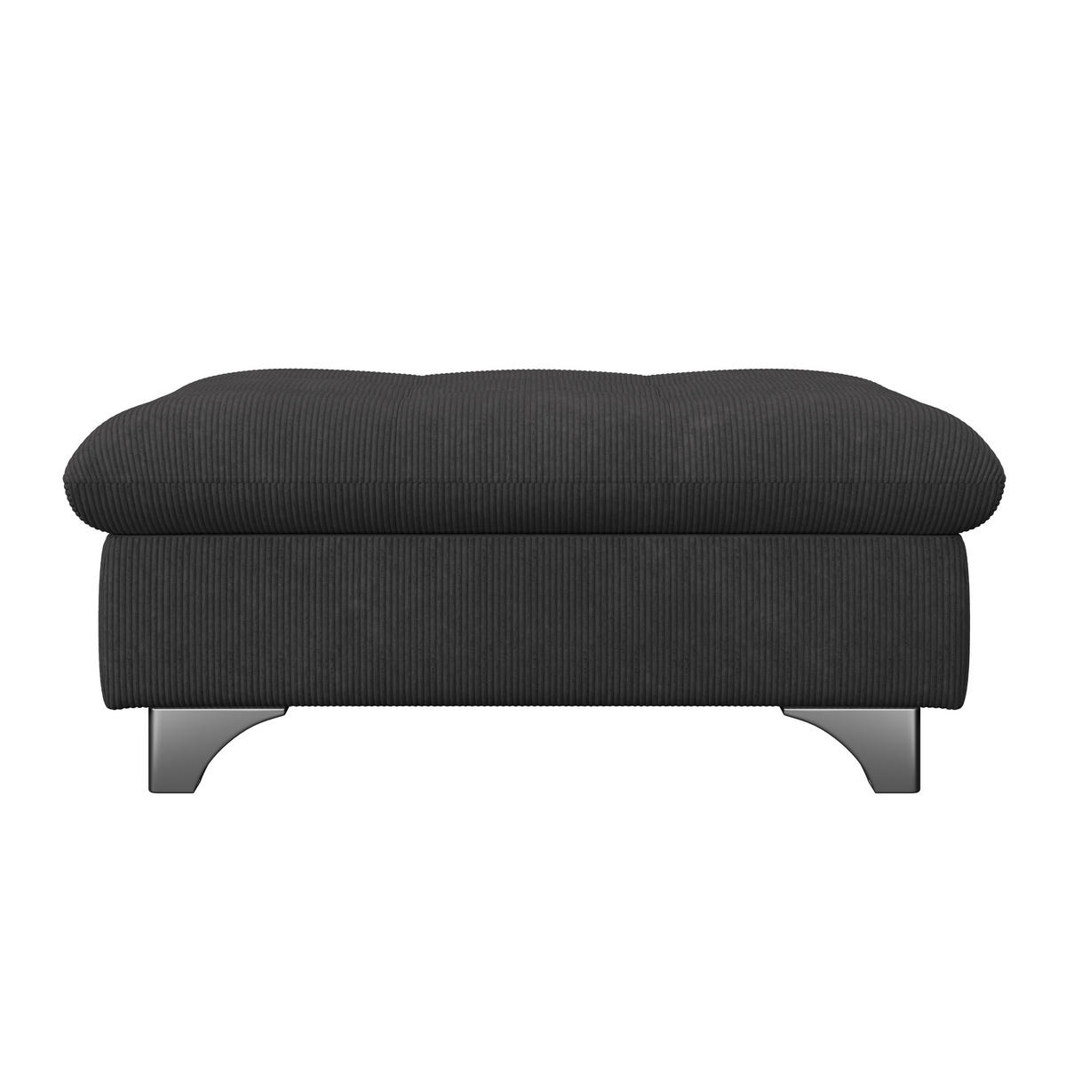 HOCKER in Textil Schwarz  - Chromfarben/Schwarz, Konventionell, Textil/Metall (108/46/108cm) - Livetastic