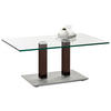 COUCHTISCH Klarglas 110/70/46-65 cm rechteckig Braun, Edelstahlfarben  - Edelstahlfarben/Braun, Design, Glas/Kunststoff (110/70/46-65cm)