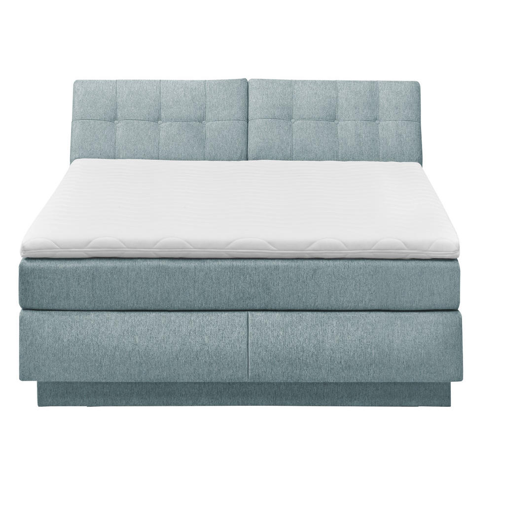 Thumbnail - SetOne by Musterring Boxspringbett, Hellblau, Textil, H3 + H4, 7-Zonen, Höhe ca. 18 cm, 180x200 cm, Stoffauswahl, Wendem...