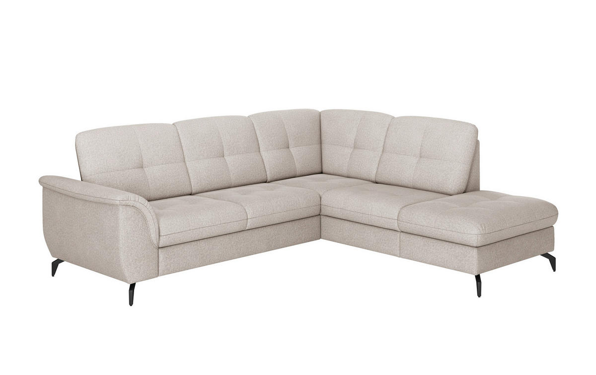 ECKSOFA in Flachgewebe Greige  - Greige/Schwarz, Modern, Textil/Metall (244/212cm) - Sit & More