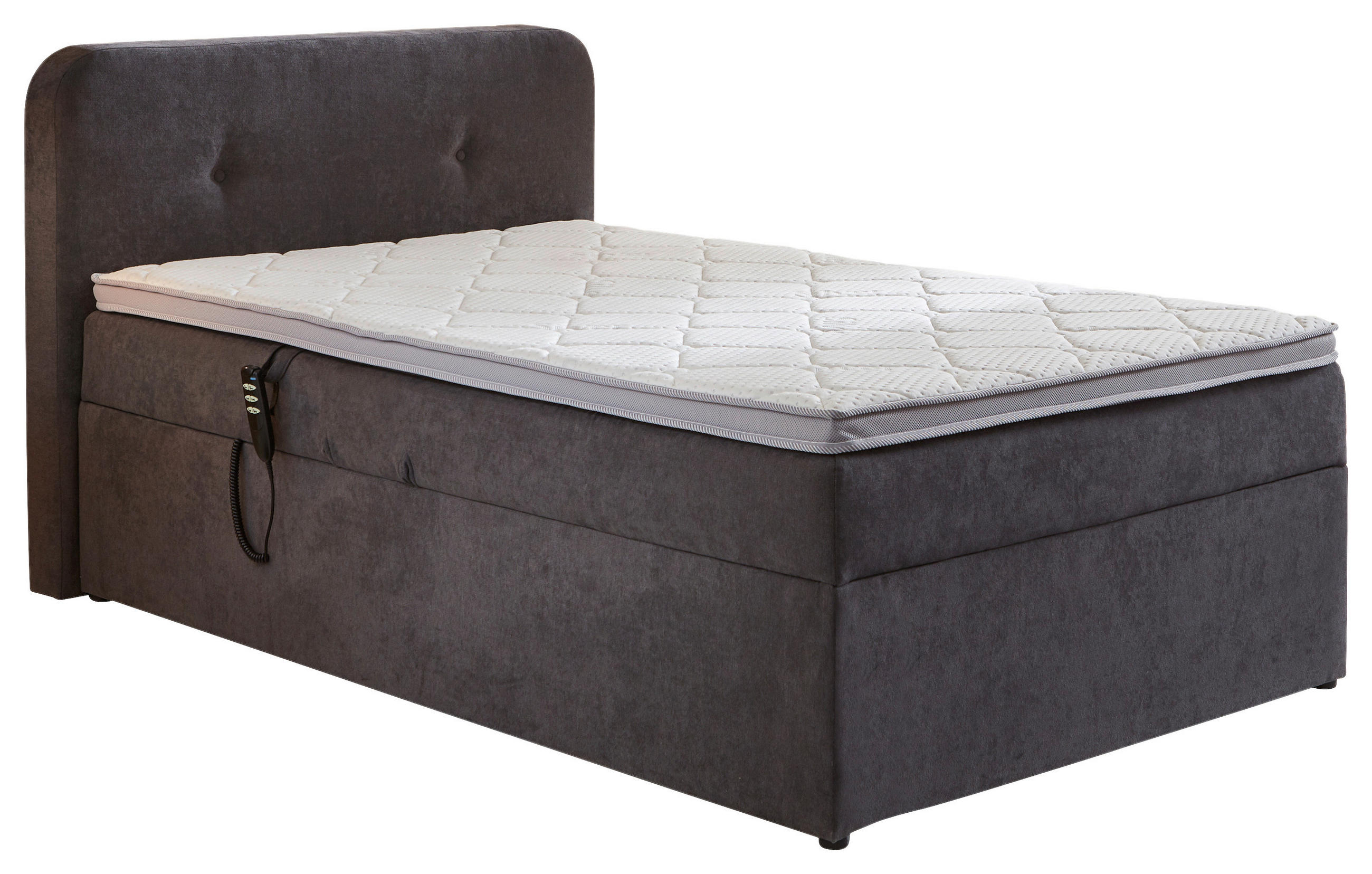 BOXSPRINGBETT 100/200 cm  in Grau  - Schwarz/Grau, KONVENTIONELL, Kunststoff/Textil (100/200cm) - Carryhome