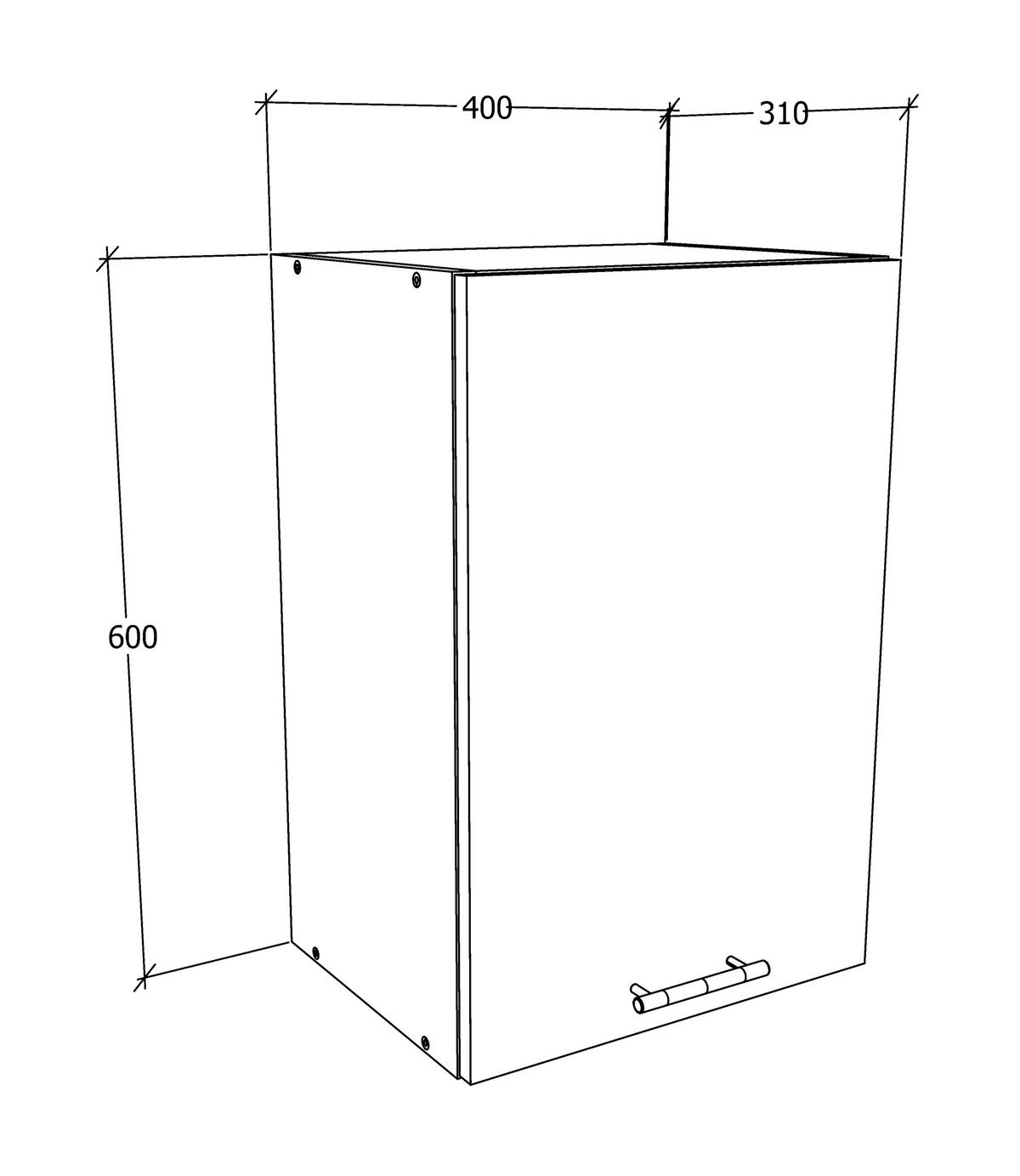 KÜCHENOBERSCHRANK 40/60/31 cm  in Weiss, Sonoma Eiche  - Weiss/Alufarben, Konventionell, Holzwerkstoff/Metall (40/60/31cm) - MID.YOU